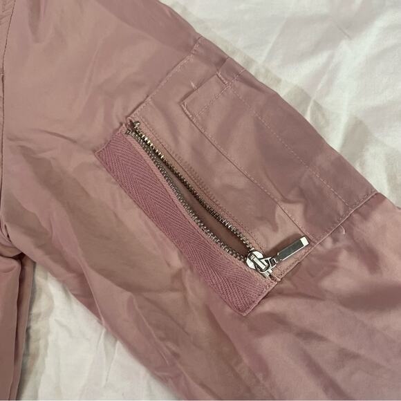Forever 21 Lightweight Zip Up Bomber Jacket sz S Pink - Picture 8 of 12